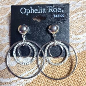 Ophelia Roe pierced post dangle earrings silver tone rhinestone